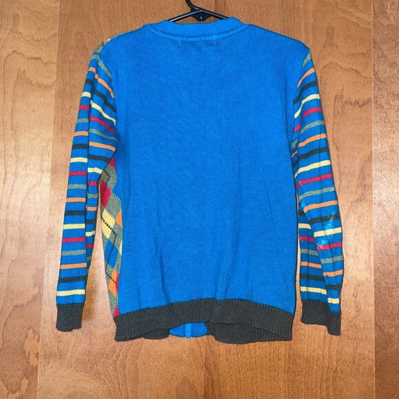 Deux Par Deux Kids Argyle & Stripe Knit Cardigan Sweater With Zipper Size 4 - Picture 7 of 9